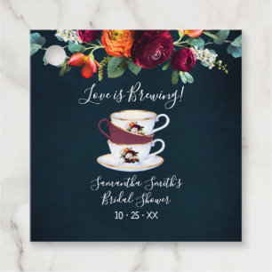 Love is Brewing Tea Bridal Shower Wine Navy Favour Tags