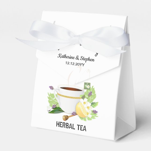 Love Is Brewing Tea Wedding Favour Box (Front Side)