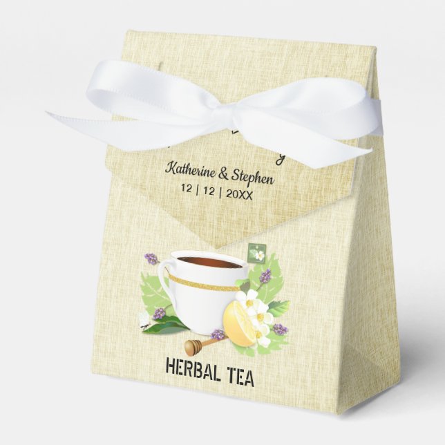 Love Is Brewing Tea Wedding Favour Favour Box (Front Side)