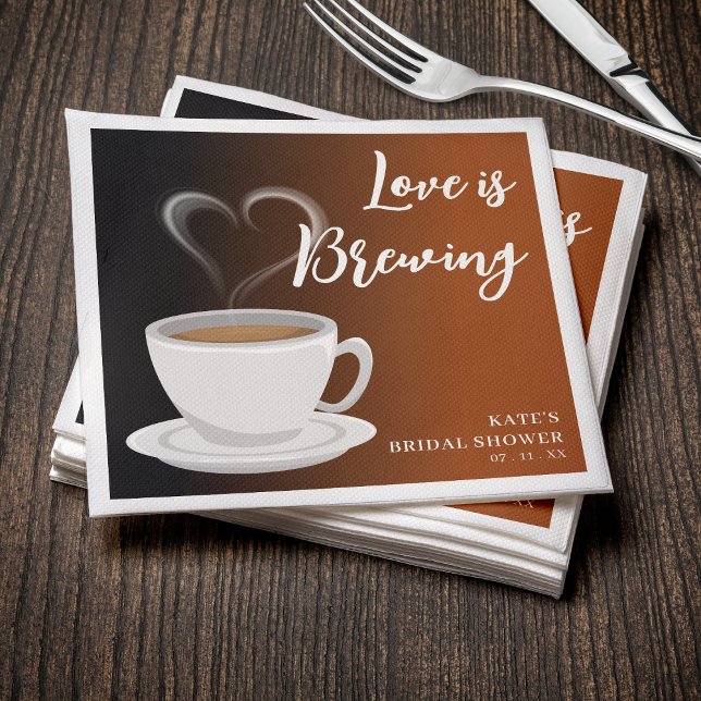 Love is Brewing Terracotta & Black Bridal Shower Napkin (Love is Brewing Terracotta & Black Bridal Shower Napkins
)