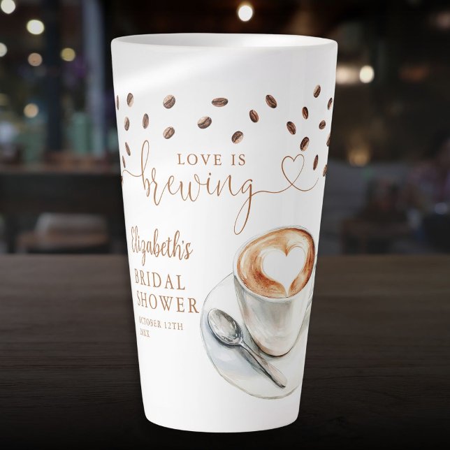 Love Is Brewing Theme Bridal Shower Latte Mug (Love Is Brewing Theme Bridal Shower Latte Mug)