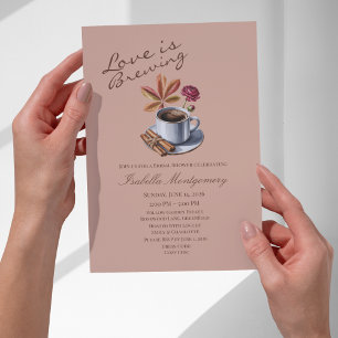 Love Is Brewing Themed Fall Coffee Bridal Shower Invitation