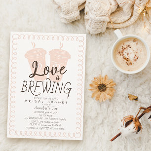 Love is Brewing To Go Coffee Cups Bridal Shower Invitation