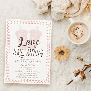 Love is Brewing To Go Coffee Cups Bridal Shower Invitation