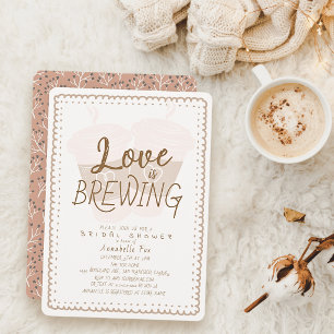 Love is Brewing To Go Coffee Cups Bridal Shower Invitation