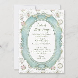 Love is Brewing Vintage Tea Bridal Shower Invitation
