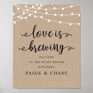 Love is Brewing, Wedding Rehearsal Dinner, Rustic Poster