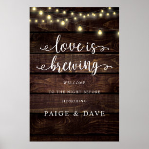 Love is Brewing, Wedding Rehearsal Dinner, Rustic Poster