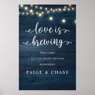 Love is Brewing, Wedding Rehearsal Dinner, Rustic Poster