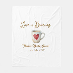 Love is Brewing white coffee mug heart bridal show Fleece Blanket