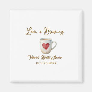 Love is Brewing white coffee mug heart bridal show Magnet