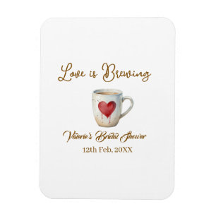 Love is Brewing white coffee mug heart bridal show Magnet
