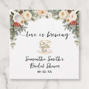 Love is Brewing Winter Tea Bridal Shower Favour Tags