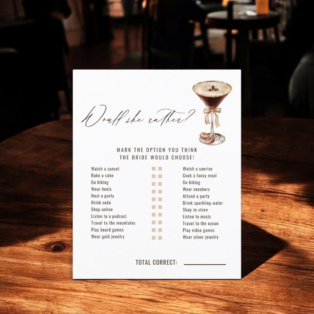 Love is Brewing Would She Rather Game (Creator Uploaded)