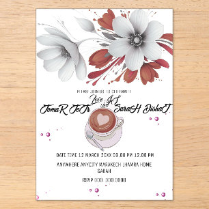 Love is Bridal Shower Invitation, Blue Floral, Blu Acrylic Invitations