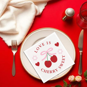 Love Is Cherry Sweet Bridal Shower Napkin