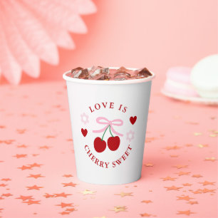 Love Is Cherry Sweet Bridal Shower Paper Cups