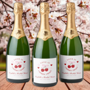 Love Is Cherry Sweet Bridal Shower Sparkling Wine Label