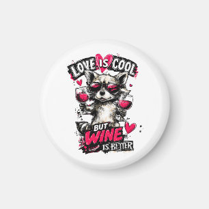 Love Is Cool But Wine Is Better Racoon Magnet
