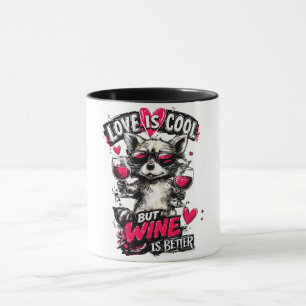 Love Is Cool But Wine Is Better Racoon Mug