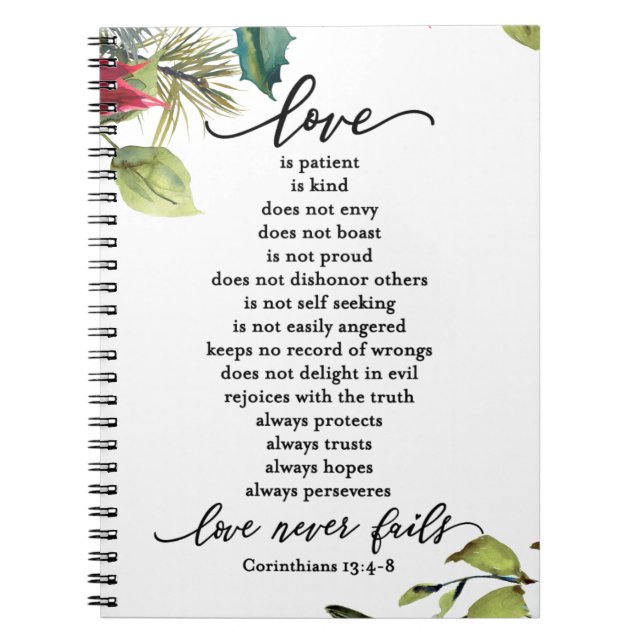 Love is Corinthians Scripture Verse Couple's Notebook (Front)