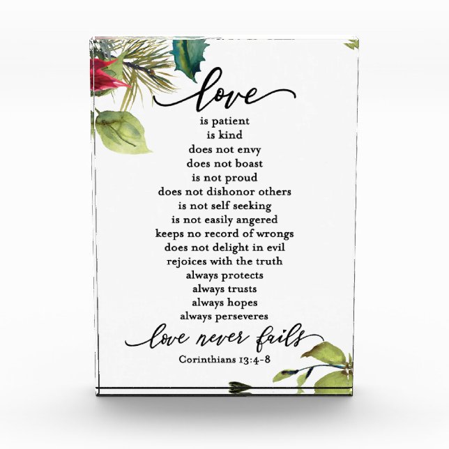Love is Corinthians Scripture Verse Couple's Photo Block (Front)
