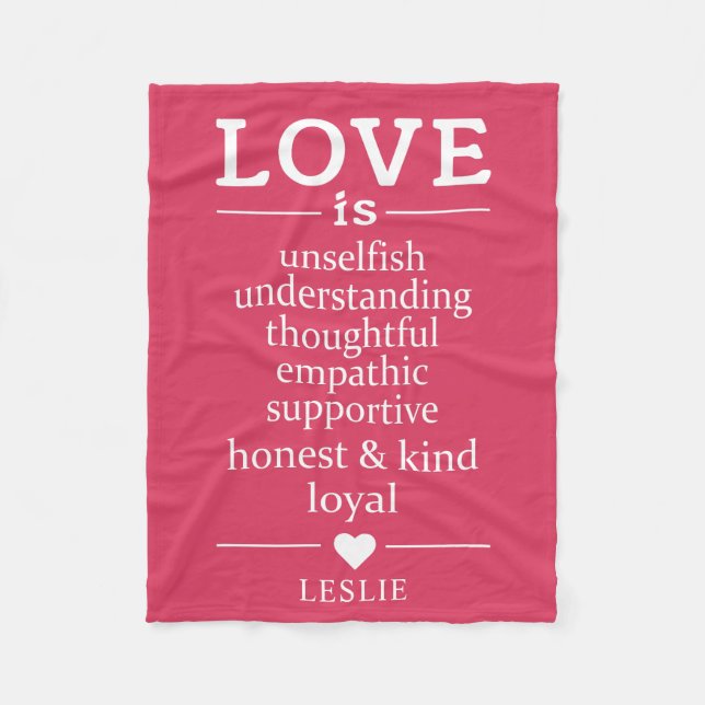 Love Is … custom name & colour fleece blankets (Front)