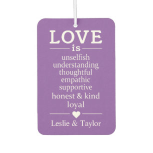 Love Is … custom names & colour air freshner Car Air Freshener