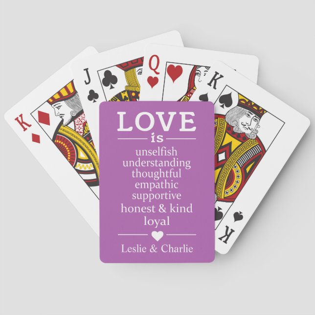 Love Is … custom names & colour playing cards (Back)