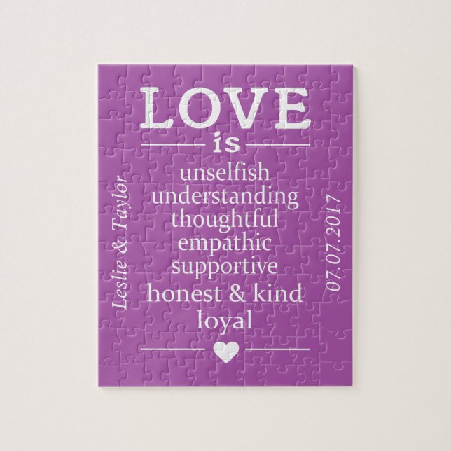 Love Is … custom names, date & colour puzzle (Vertical)