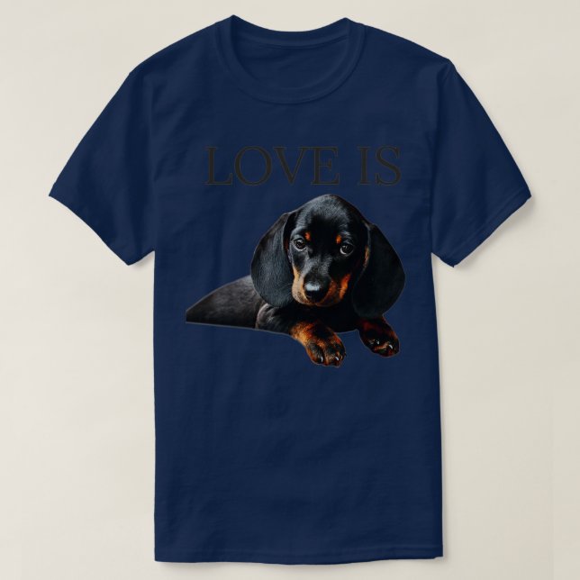 Love Is Dachshund Dog T-Shirt (Design Front)