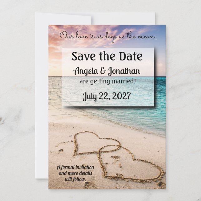 Love Is Deep as the Ocean Save the Date Wedding Invitation (Front)