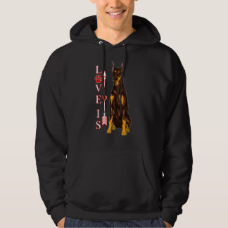 Love Is Doberman Pinscher Dog Cute Dogs Paw Print  Hoodie