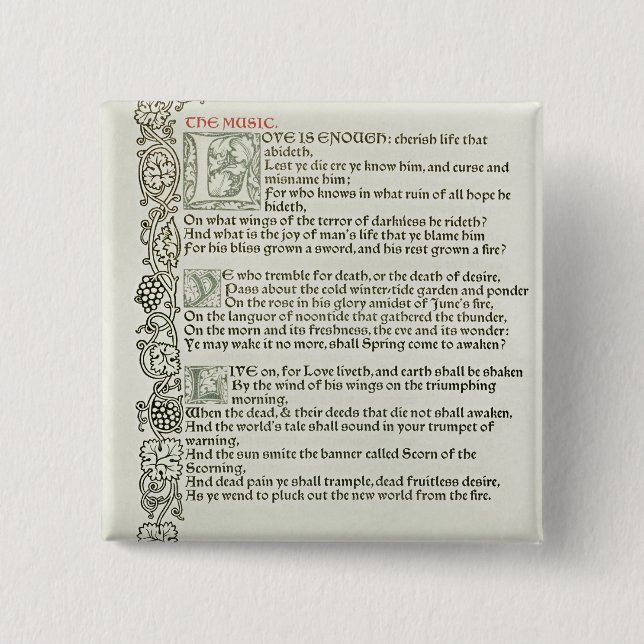 Love is enough, 1897 15 cm square badge (Front)