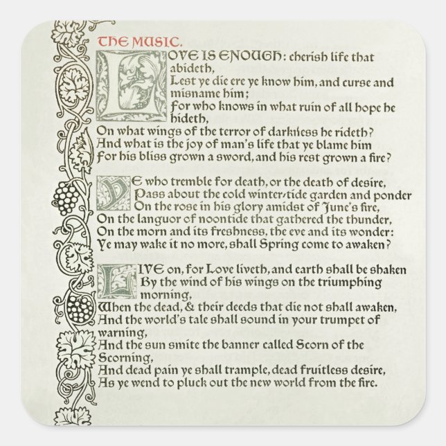 Love is enough, 1897 square sticker (Front)