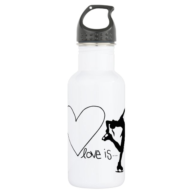 Love is Figure Skating, Girl Skater & Heart 532 Ml Water Bottle (Front)