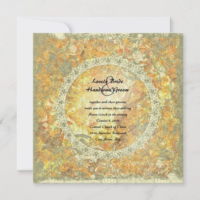 Love is Flame Poem Autumn Fire Wedding Invite (Front)