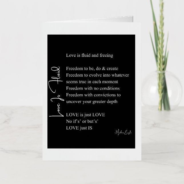 Love is fluid poem poetry foil greeting card (Front)