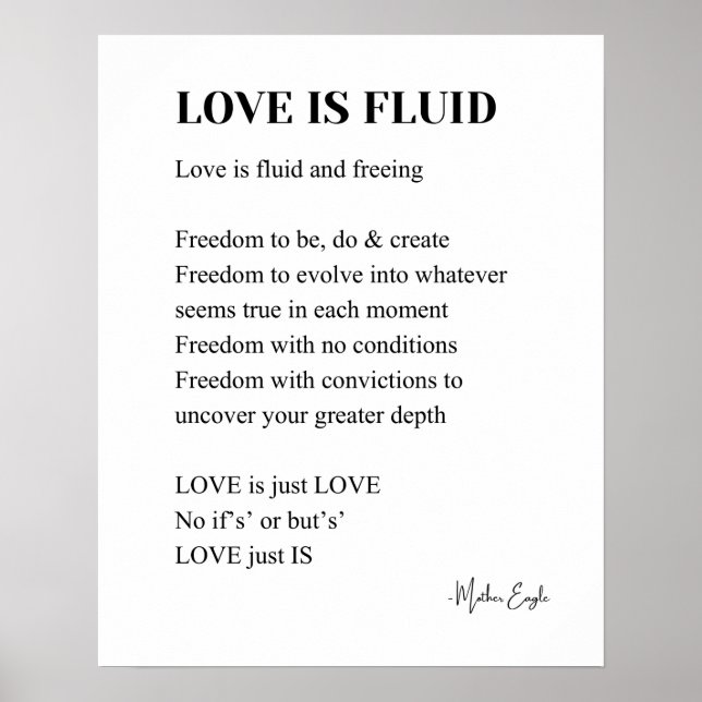 Love is fluid poem poetry wall art poster  (Front)