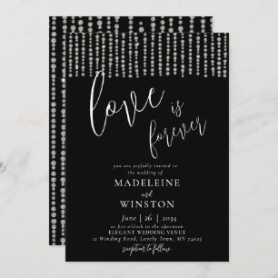 Love is Forever Glitter Diamond Sparkles Wedding Invitation