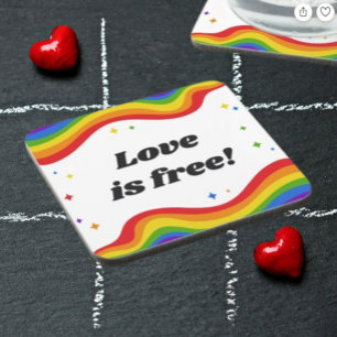 "Love is Free: Rainbow Pride Coasters