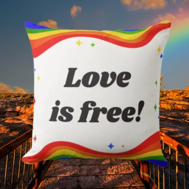 Love is Free: Rainbow Pride Throw Pillow (Creator Uploaded)