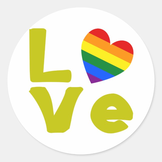 Love Is Gay Gold Classic Round Sticker (Front)
