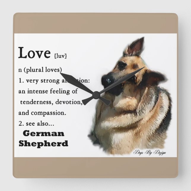 Love Is German Shepherd Gifts Square Wall Clock (Front)
