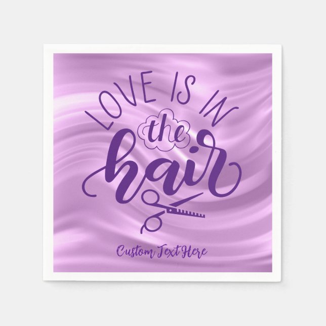 Love Is Hair Beautician Beauty Shop Personalised Napkin (Front)