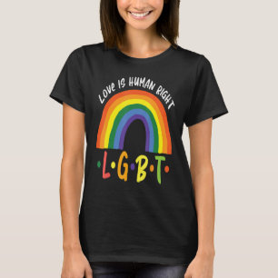 Love Is Human Right LGBT Pride Rainbow Valentine D T-Shirt