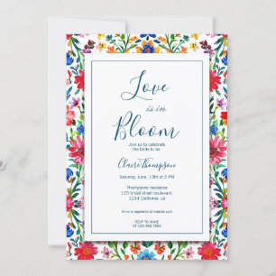 Love is in Bloom Blue floral Bridal Shower Invitation