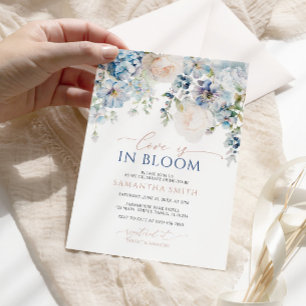 Love is in Bloom Blue Hydrangea Bridal Shower Invitation