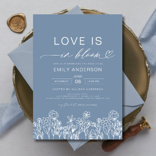 Love is in Bloom Blue Wildflower Bridal Shower Invitation