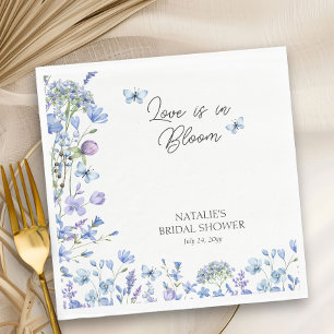 Love is in Bloom Blue Wildflower Bridal Shower  Napkin